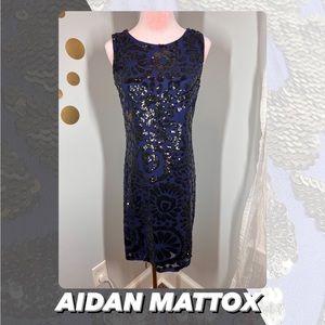 EUC Aidan Mattox Floral Sequin Dress
